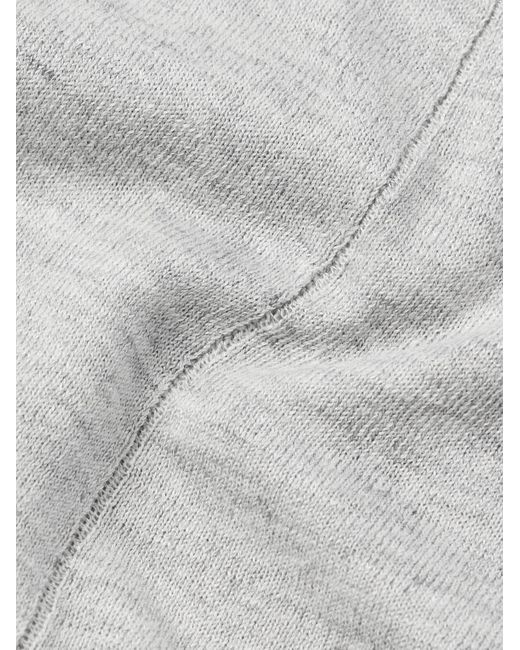 Camicia in misto lino e cotone fiammato con colletto aperto di Brunello Cucinelli in White da Uomo