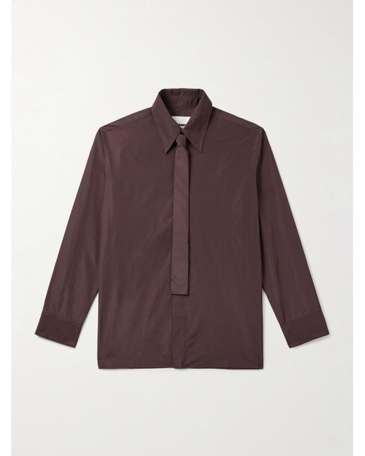 Jil Sander Schmal geschnittenes Hemd aus Taft mit Bindedetail in Purple für Herren