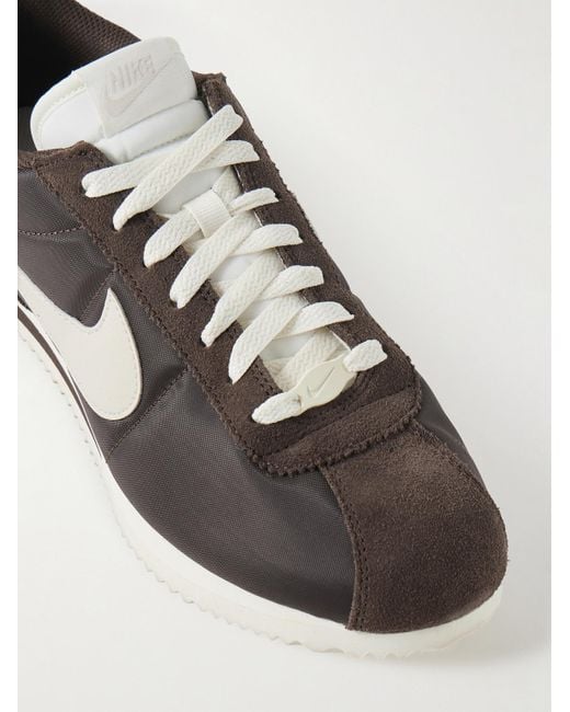 Nike Black Cortez Suede And Leather-Trimmed Shell Sneakers for men