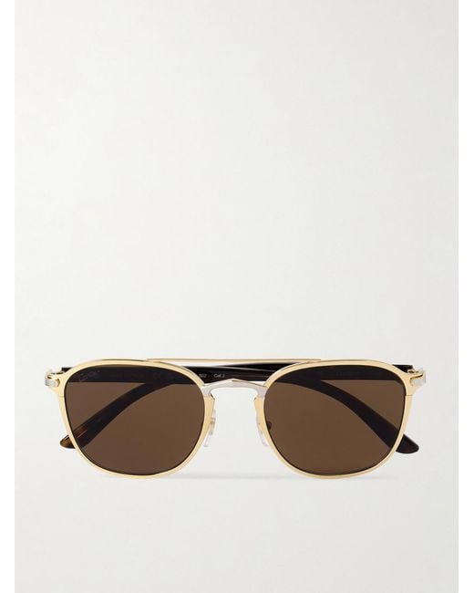 Cartier Natural Aviator-Style- And Palladium-Tone And Tortoiseshell Acetate Sunglasses for men