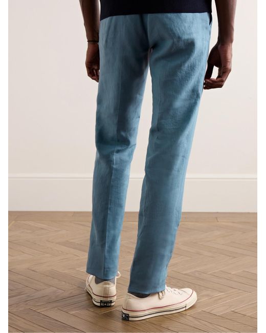 Incotex Blue Venezia 1951 Slim-fit Linen Trousers for men