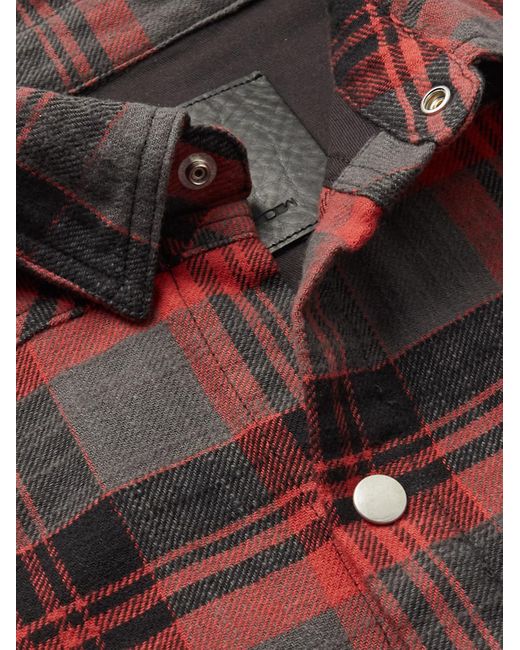 Rick Owens Red Jumbo Checked Cotton Overshirt for men