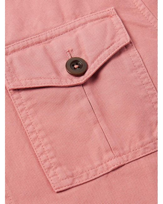 Sid Mashburn Hemdjacke aus Baumwoll-Canvas in Pigmentfärbung in Pink für Herren
