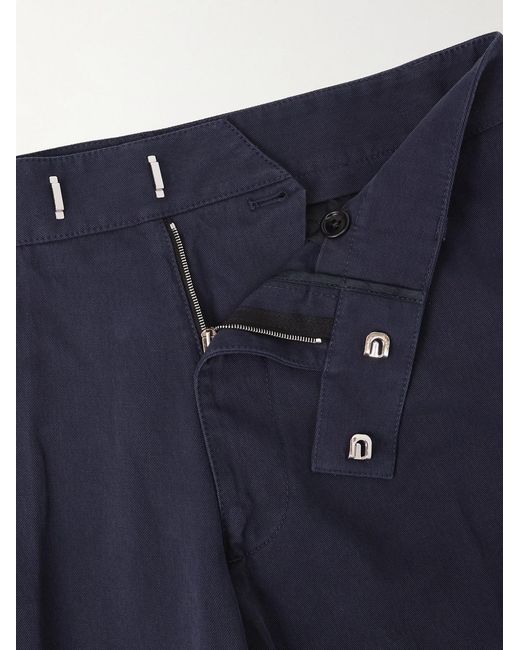 Tom Ford Blue Wide-Leg Cotton-Drill Trousers for men