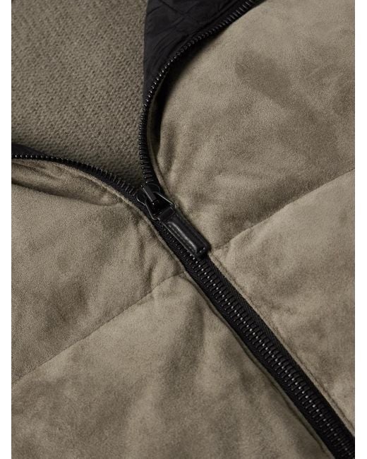 James Perse Brown Shell-Trimmed Panelled Suede And Recycled-Cashmere Jacket for men