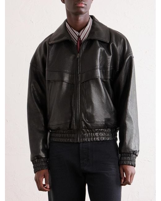 Saint Laurent Black Leather Jacket for men