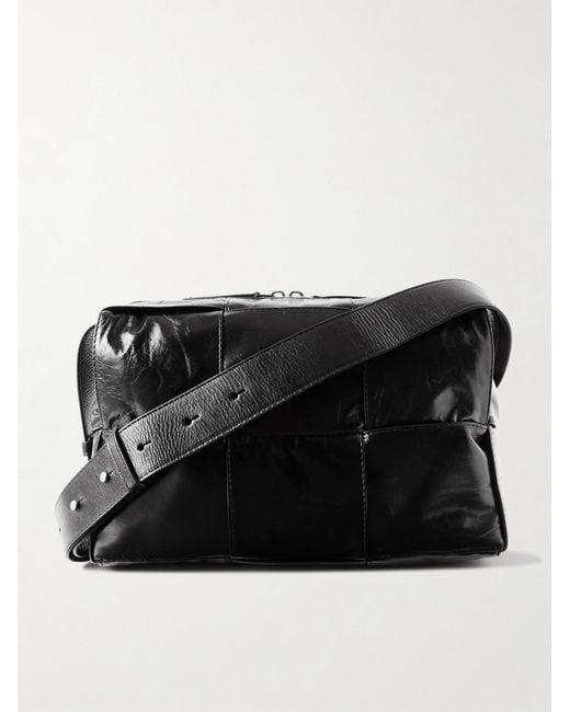 Bottega Veneta Black Intrecciato Leather Camera Bag for men