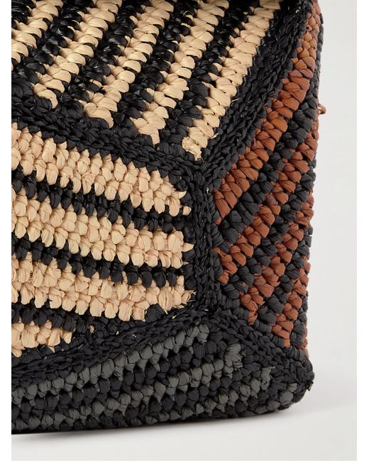Loewe Black Paula's Ibiza Puzzle Edge Small Leather-trimmed Striped Raffia Messenger Bag for men