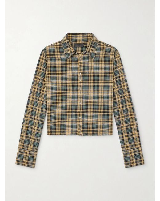 424 Green Hoorsenbuhs Checked Cotton-Blend Flannel Shirt for men