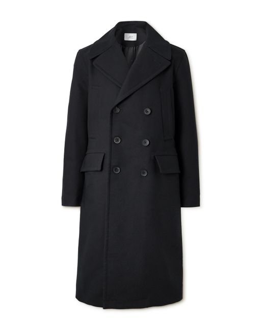 Mr P. Black Great Double-breasted Woven Coat for men