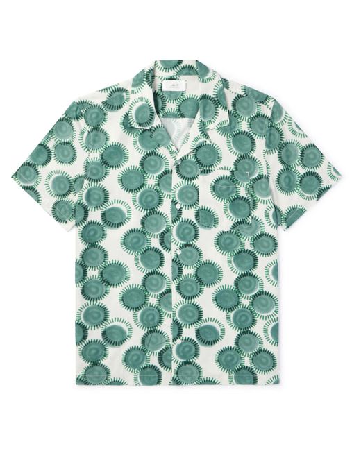 Mr P. Green Camp-collar Printed Cotton-poplin Shirt for men
