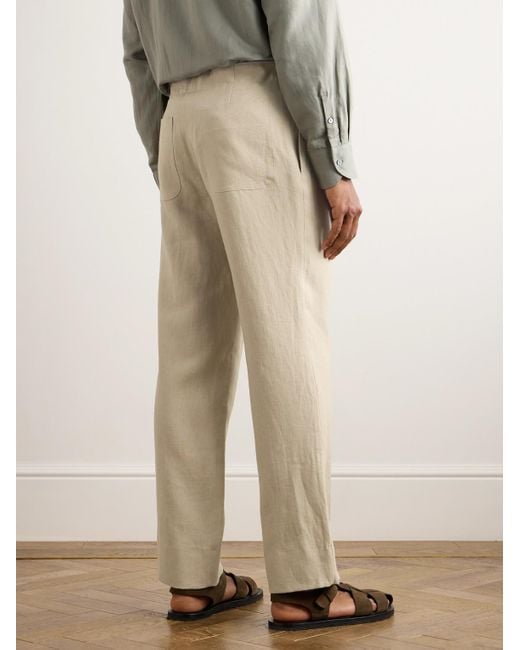STÒFFA Natural Straight-leg Linen-twill Drawstring Trousers for men