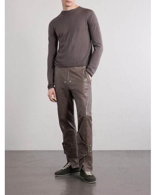 Rick Owens Gray Motopants Straight-leg Panelled Leather Trousers for men