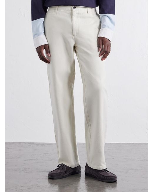 Portuguese Flannel White Labura Straight-Leg Cotton-Gabardine Trousers for men