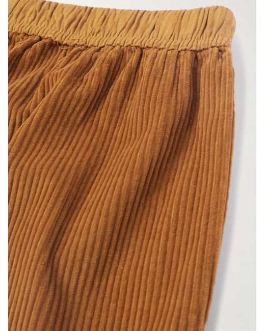 Les Tien Brown Invert Straight-leg Cotton-corduroy Drawstring Shorts for men