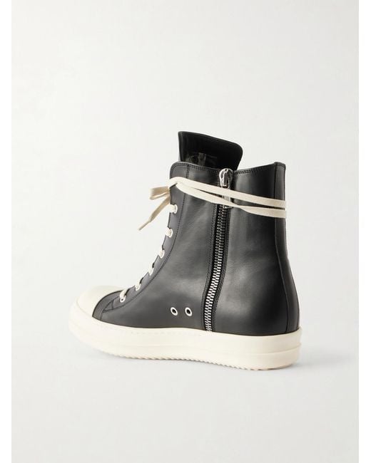 Rick Owens Black Ramones Full-grain Leather And Rubber Sneakers for men