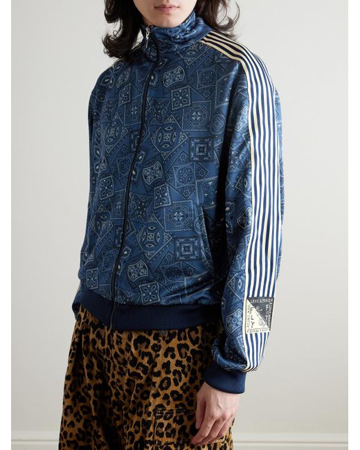 Kapital Blue Cookie Bandana-print Striped Shell Track Jacket for men