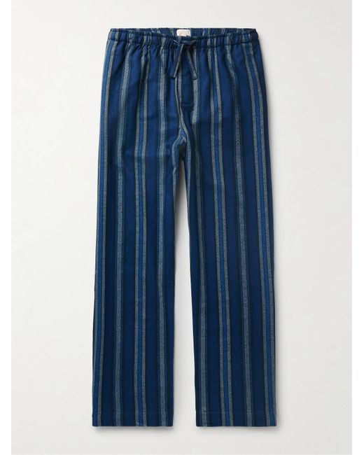Pantaloni da pigiama in flanella di cotone spazzolata a righe Kelburn 38 di Derek Rose in Blue da Uomo