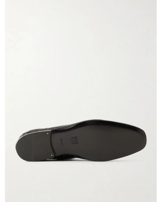 Totême Black Soft Croc-Effect Leather Loafers for men
