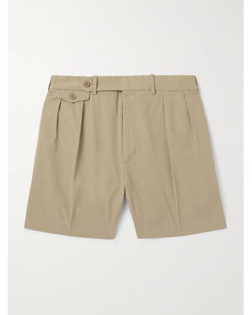 Ralph Lauren Purple Label Natural Straight-leg Pleated Cotton-twill Shorts for men