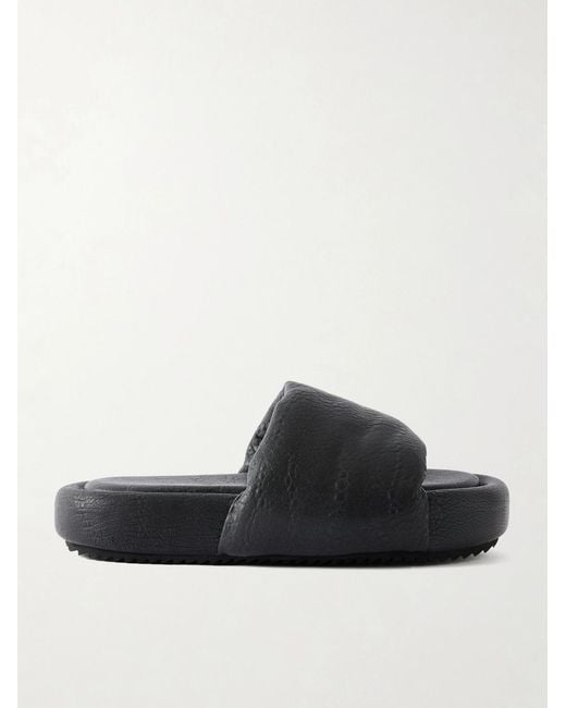 Rick Owens Black Chancla Full-Grained Leather Slides for men