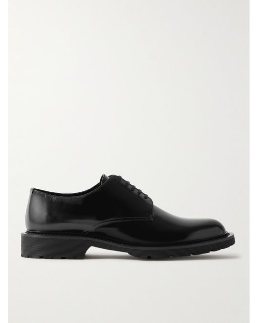 Saint Laurent Black Leather Derby Shoes for men
