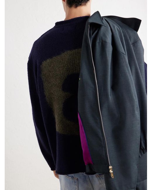Folk Blue Slouch Wool-blend Sweater for men