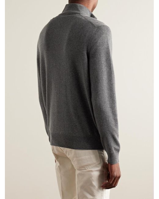 Loro Piana Gray Slim-fit Baby Cashmere Half-zip Sweater for men
