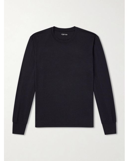 Tom Ford Blue Slim-Fit Lyocell And Cotton-Blend Jersey T-Shirt for men