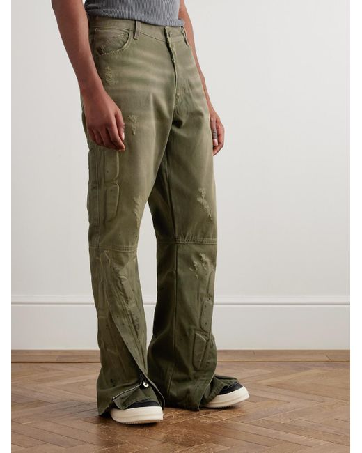Satoshi Nakamoto Green Enduro Straight-Leg Padded Distressed Jeans for men