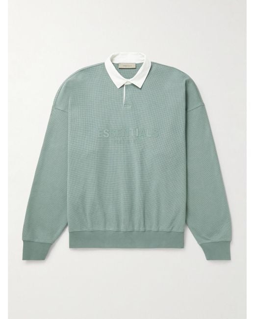 Fear Of God Green Logo-appliquéd Waffle-knit Cotton-blend Polo Shirt for men