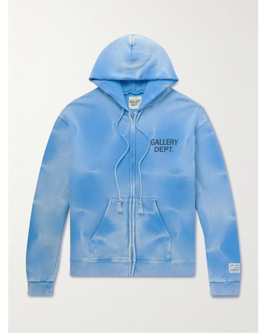 GALLERY DEPT. Blue Logo-print Tie-dyed Cotton-jersey Zip-up Hoodie for men
