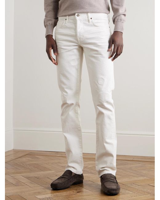 Tom Ford White Slim-Fit Straight-Leg Selvedge Jeans for men