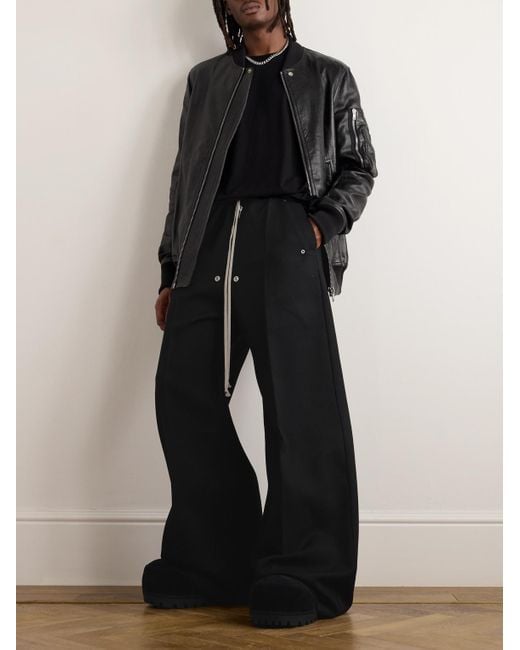 Rick Owens Bela Wide-Leg Embellished Wool-Drill Drawstring Trousers in  Black for Men | Lyst UK