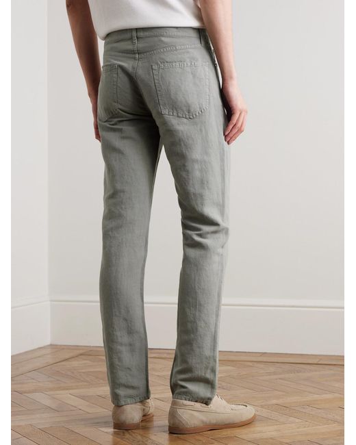 Sid Mashburn Gray Straight-Leg Hemp And Cotton-Blend Canvas Trousers for men