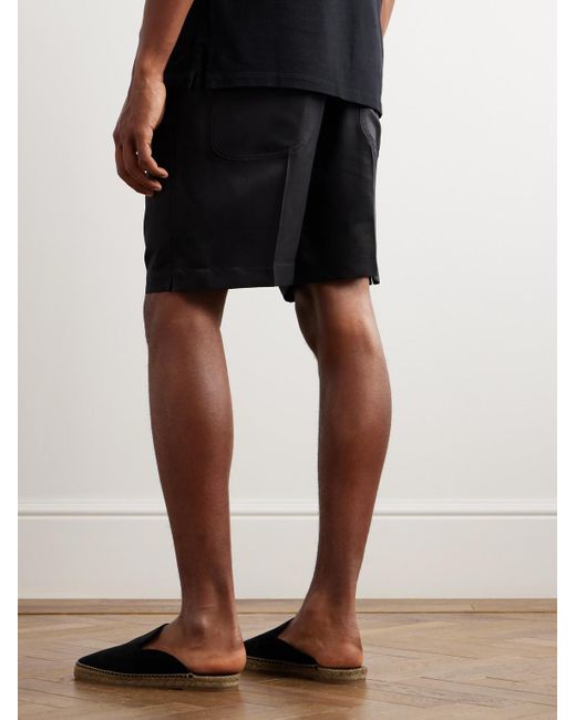 Tom Ford Black Straight-leg Pleated Silk-twill Drawstring Shorts for men