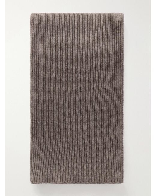 John Smedley Brown Stark Ribbed Recycled-Cashmere And Wool-Blend Scarf for men