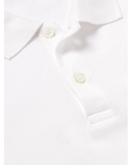 Sunspel White Cotton-Piqué Polo Shirt for men