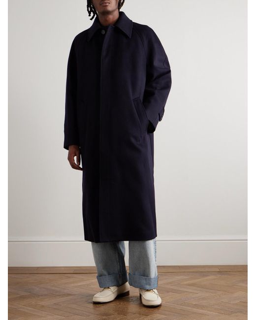 Valentino Garavani Blue Oversized Wool And Cashmere-Blend Coat for men