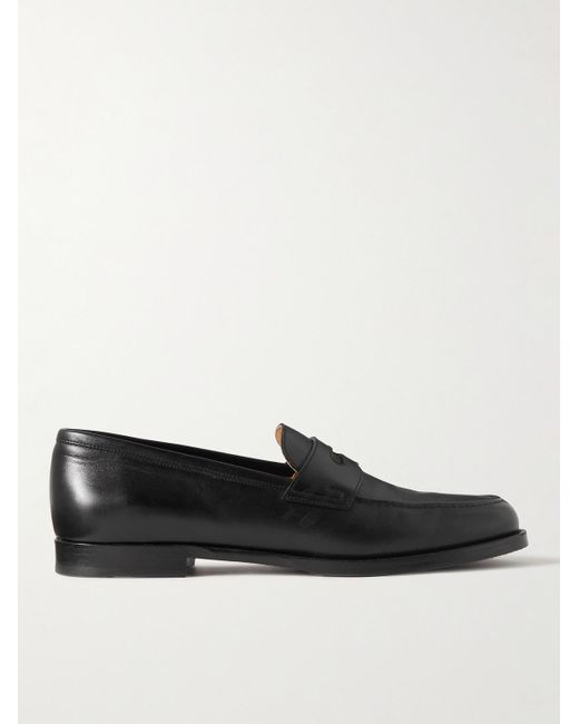 Dunhill Black Audley Leather Penny Loafers for men