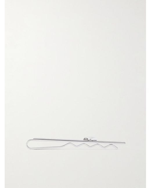 Montblanc White Meisterstück Around The World In 80 Days Engraved Stainless Steel Tie Clip for men