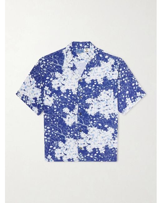 Blue Blue Japan Blue Sakura Kaza Convertible-Collar Woven Shirt for men