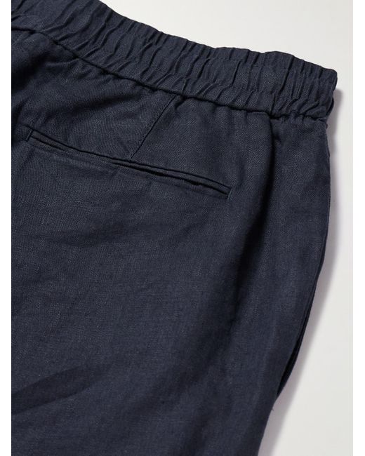 Orlebar Brown Blue Cornell Slim-Fit Straight-Leg Washed Linen Trousers for men