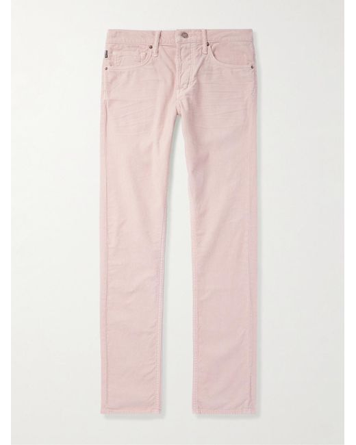 Tom Ford Pink Slim-Fit Cotton-Blend Corduroy Trousers for men