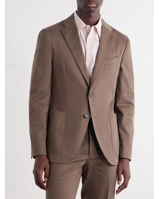 Slowear Brown Stretch-Cotton Gabardine Suit Jacket for men
