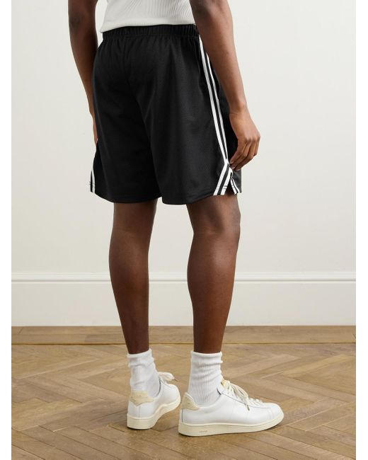GALLERY DEPT. Black Venice Court Wide-Leg Logo-Print Webbing-Trimmed Mesh Shorts for men