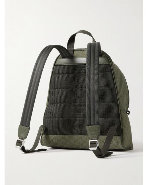 Gucci Neo Rucksack aus Canvas mit Logomuster und Lederbesatz in Green für Herren