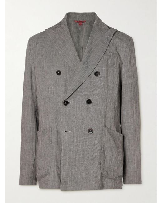 Barena Gray Double-breasted Unstructured Woven Suit Jacket for men