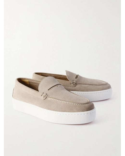 Christian Louboutin Natural Paqueboat Suede Penny Loafers for men