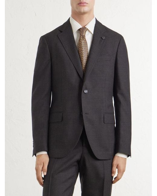 Lardini Black Prince Of Wales Checked Wool Suit Jacket for men